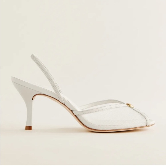 Reformation Paula White Mesh Slingback Heels Sandals 9.5 - Picture 3 of 16
